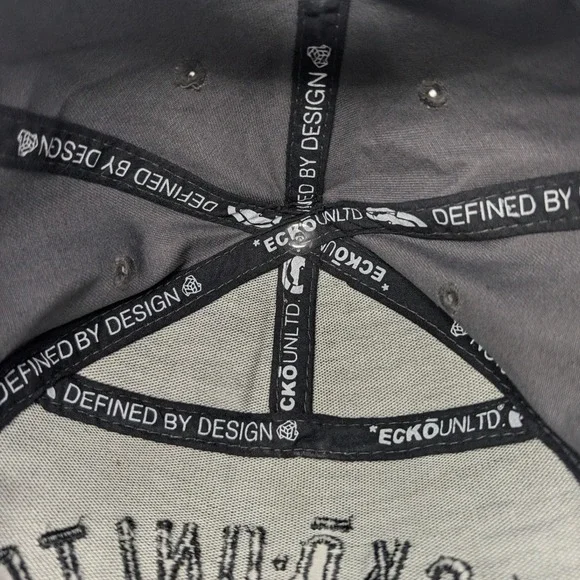 Ecko Unltd Gray Flat Brim Snapback Hat Y2K Vintage Rhino Logo 1972 - Picture 16 of 16